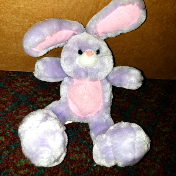 2000 Purple & pink big foot bunny rabbit plush - Picture 1 of 5